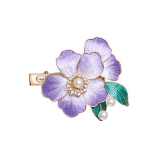 新中式非遗绒花侧边夹国风甜美手工后脑勺鸭嘴夹古风汉服气质头饰