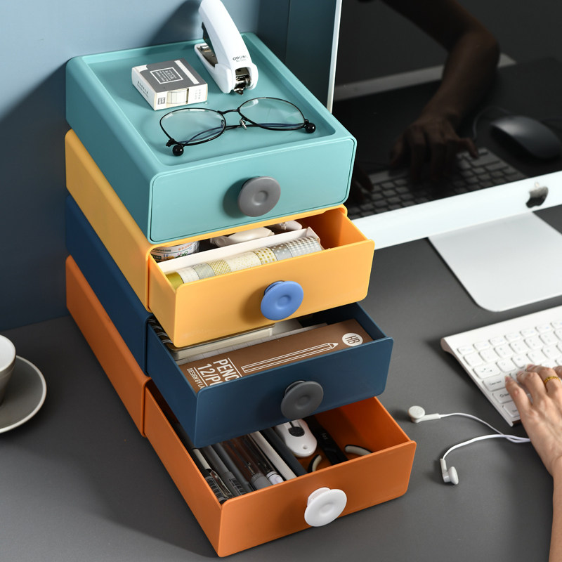 办公室桌面上收纳盒杂物抽屉式好物推荐工位神器整理盒书桌置物架