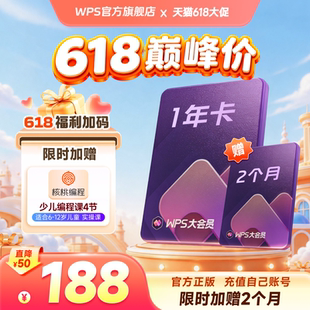 [618巅峰价]WPS大会员1年AI PPT模板pdf编辑拍照扫描AI教学ai学习