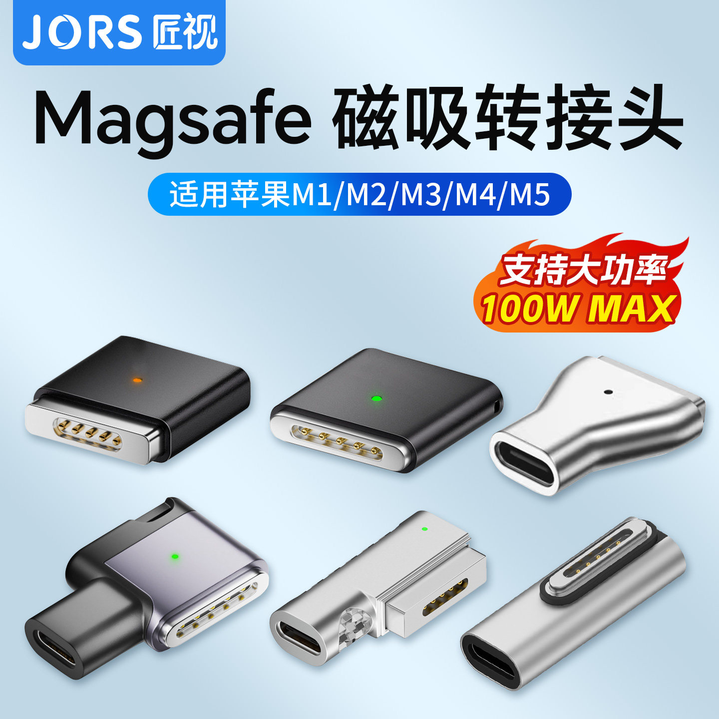 适用苹果笔记本电脑type-c转magsafe3磁吸线16寸13转接头充电线air新款140W快充macbook pro充电器m1m2m3m4 - 实物图