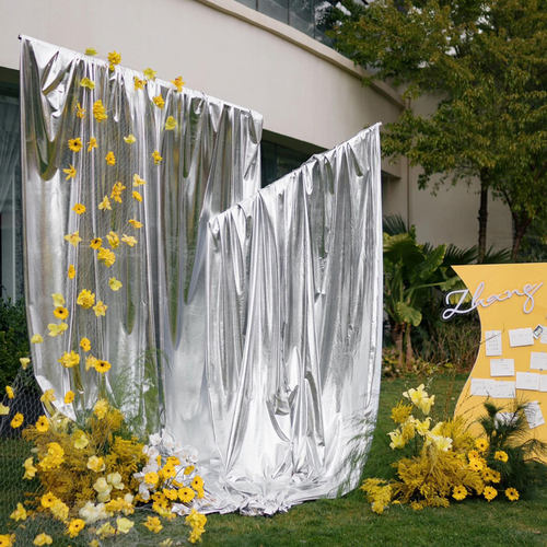 婚庆弹力烫金布舞台背景吊顶布