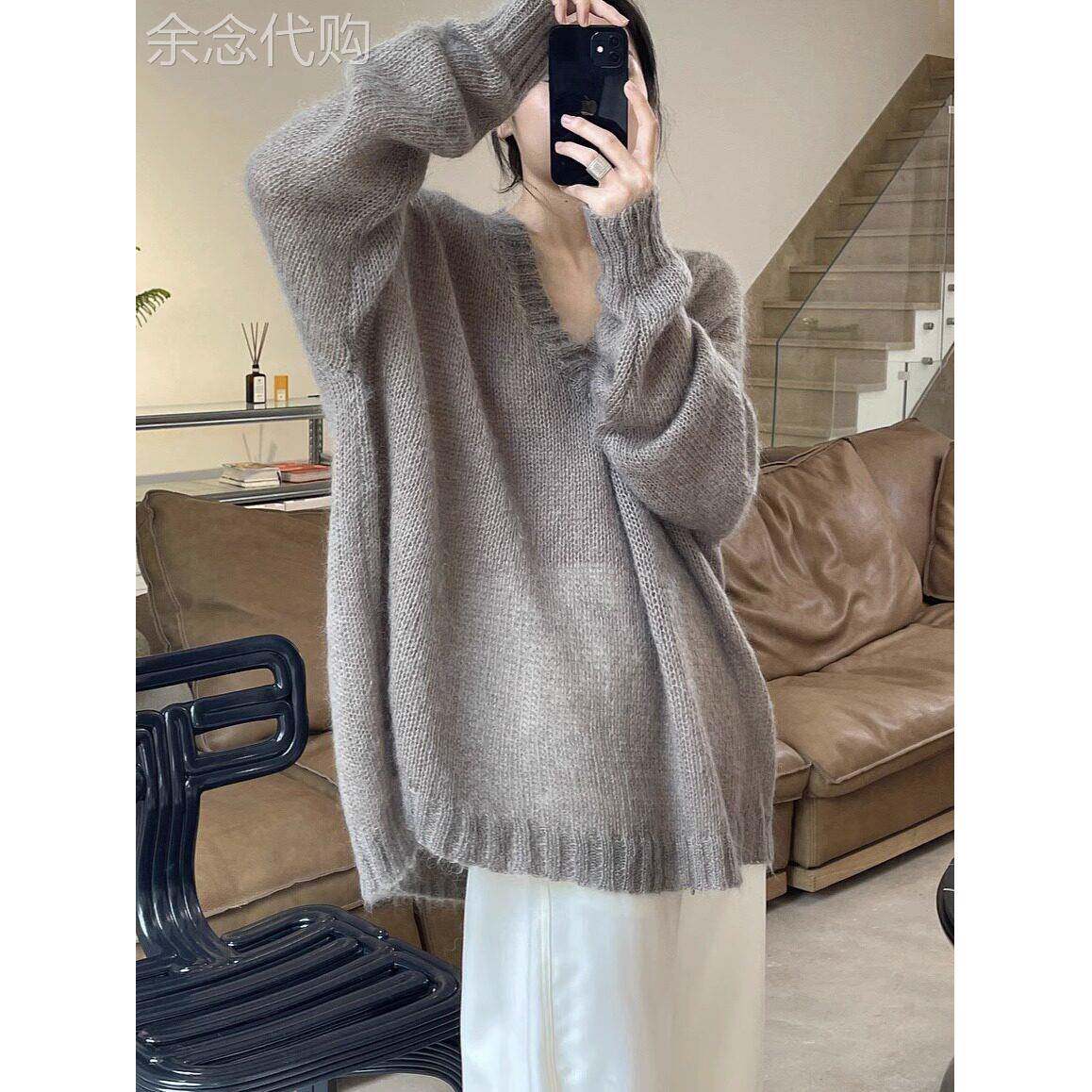 毛衣女2025新款春秋宽松慵懒风中长款洋气镂空打底针织衫内搭上衣