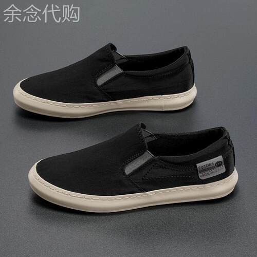 好穿行走稳~Mysterious Gifs新款帆布鞋男一脚蹬休闲鞋透气平底潮