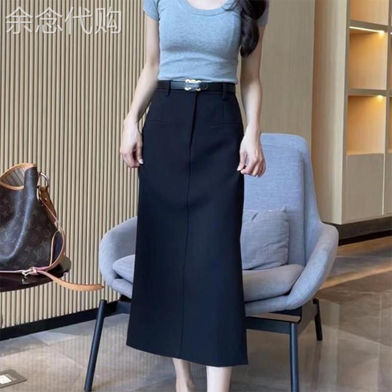 设计感高腰包臀裙子女夏季2026新款减龄小个子开叉黑色西装半身裙