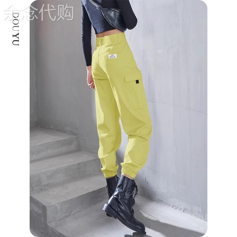 黄色工装裤女2026新款夏季薄款小个子遮胯高腰九分裤梨型身材裤子
