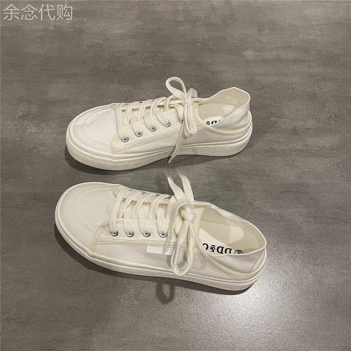 香港真皮两穿半拖帆布鞋女款夏季2026新款厚底透气一脚蹬小白板鞋