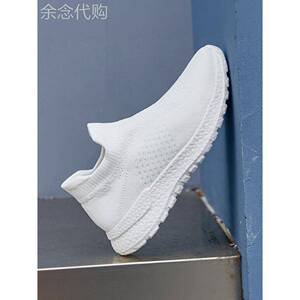 男鞋夏季透气2025新款网眼鞋飞编织白鞋软底运动休闲鞋单腿袜鞋