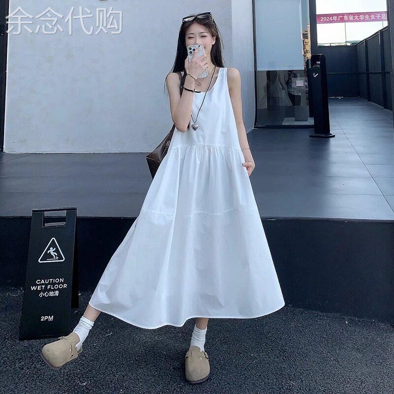 法式白色无袖洋装女夏季2026新款高级感气质度假风吊带背心裙子