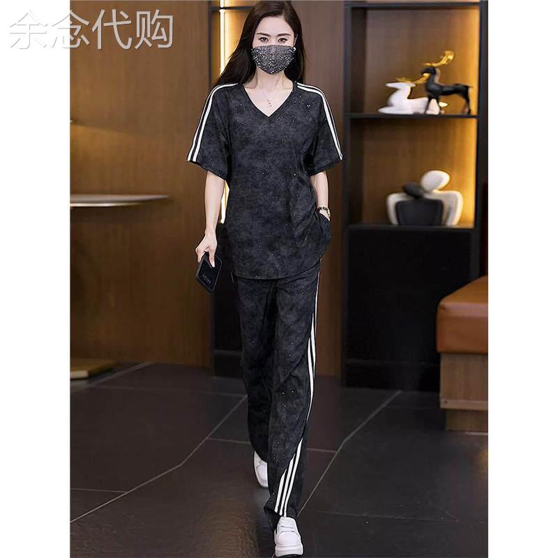 时尚运动服两件套女2025夏季新款大码休闲胖mm宽松遮肉减龄套装