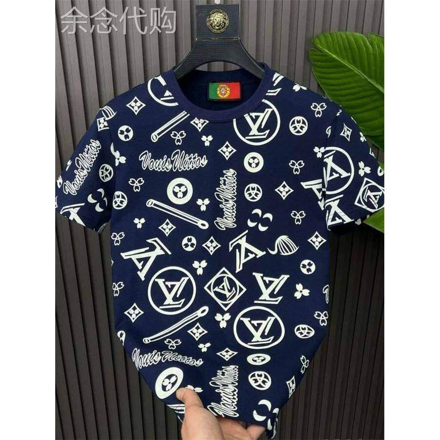 欧洲站时尚印花短袖t恤男夏季潮流新款休闲百搭圆领纯棉体恤上衣