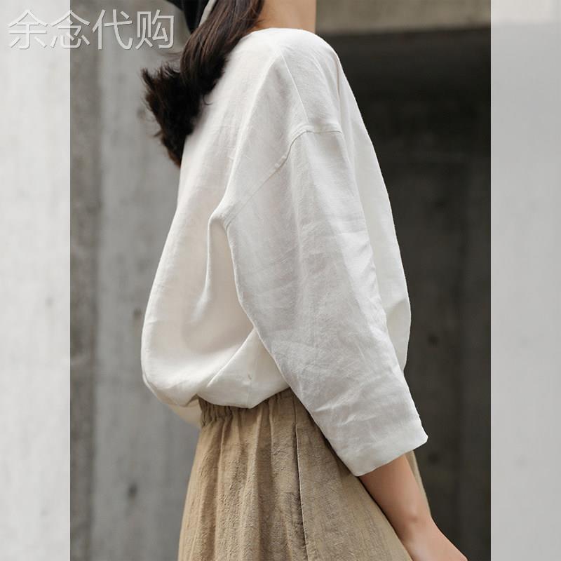 法式宽松白色衬衫春夏新款女装圆领文艺七分袖上衣高级感独特气质