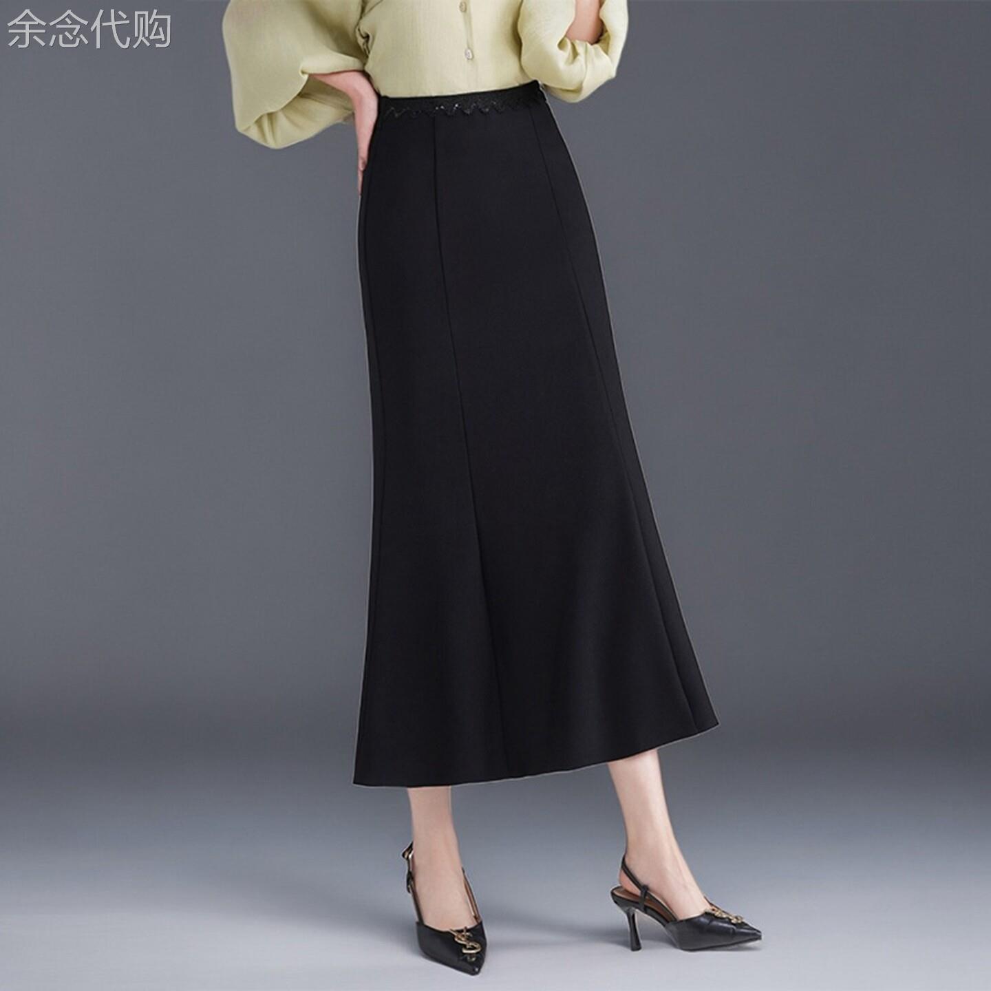 通勤黑色鱼尾裙女2026春夏新款高腰显瘦半身裙长款包臀裙气质裙子