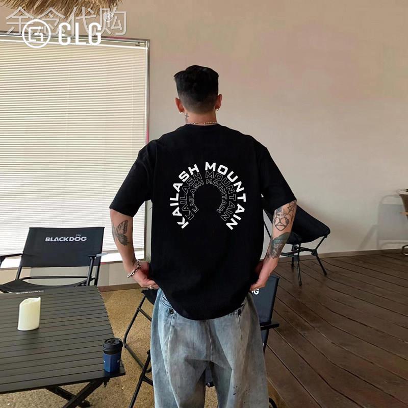 香港CLG潮牌美式街头痞帅圆形设计短袖t恤男重磅纯棉简约休闲上衣
