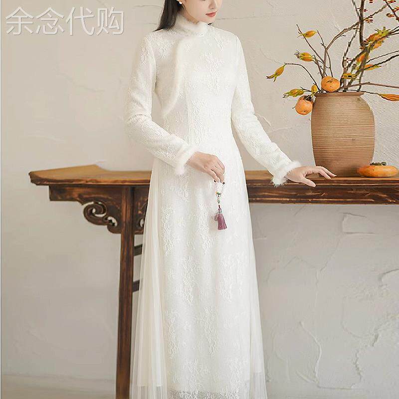改良旗袍年轻款高端气质盘扣中国风女装奥黛连衣裙禅意茶服女秋冬