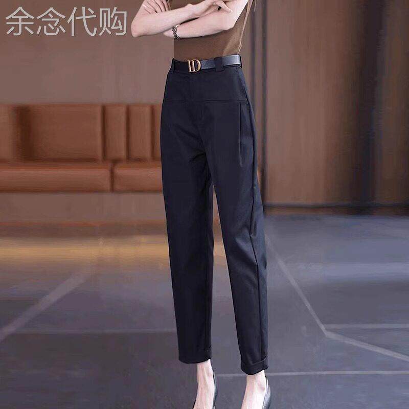 潮牌哈伦西装裤女2025春秋新款高腰显瘦款镰刀裤小个子九分烟管裤