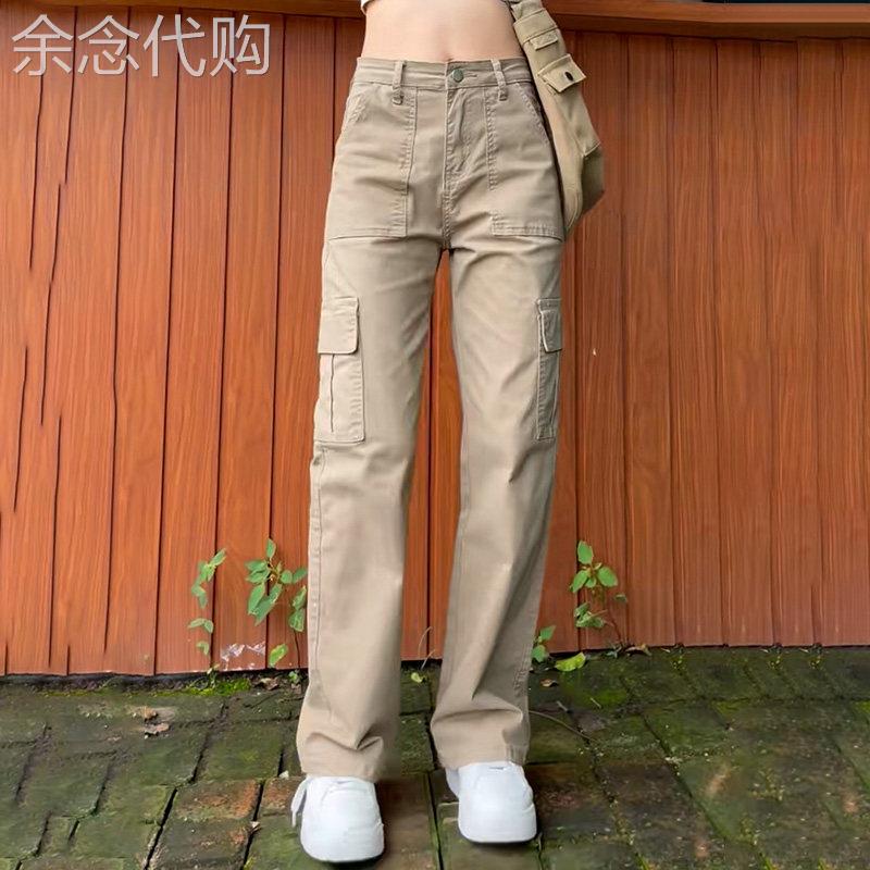 卡其色工装裤女夏季2026新款韩版宽松休闲裤子复古窄版直筒宽裤