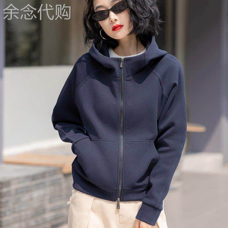 潮牌薄款开衫连帽拉链卫衣外套女春秋季2026新款女装重磅纯色上衣