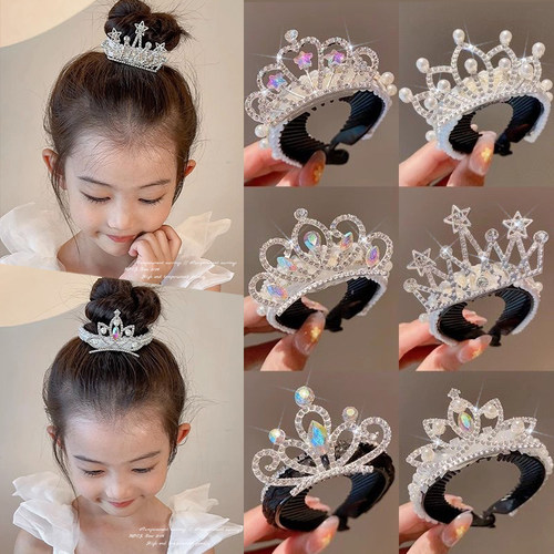 儿童丸子头神器仿珍珠皇冠头饰女