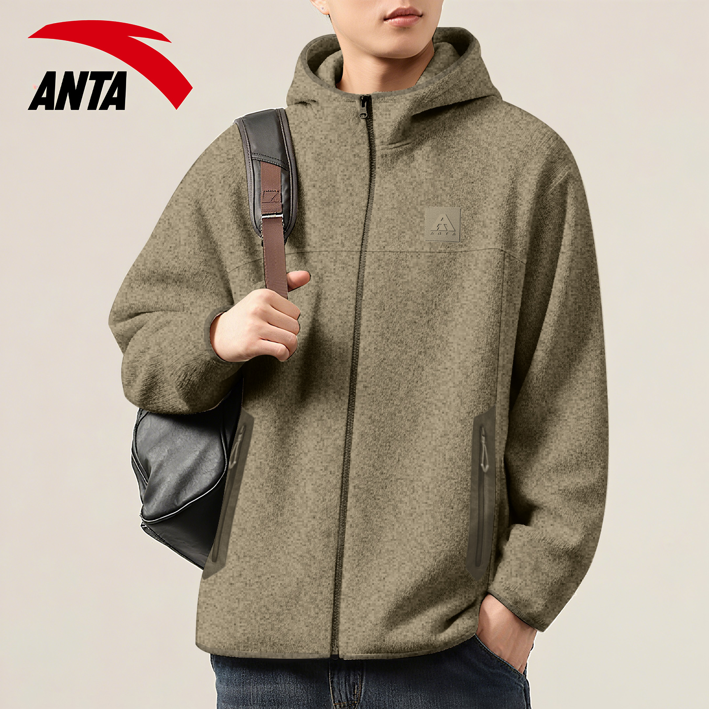 安踏火壳粗针绒户外运动外套男