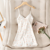 印花吊带家居服睡衣 冰丝绸年新款 2026网红睡裙女夏季 薄款