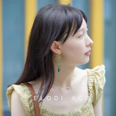 Elodi Acc 《糖果盒子》修脸型！复古绿水晶耳环耳坠港风14K包金