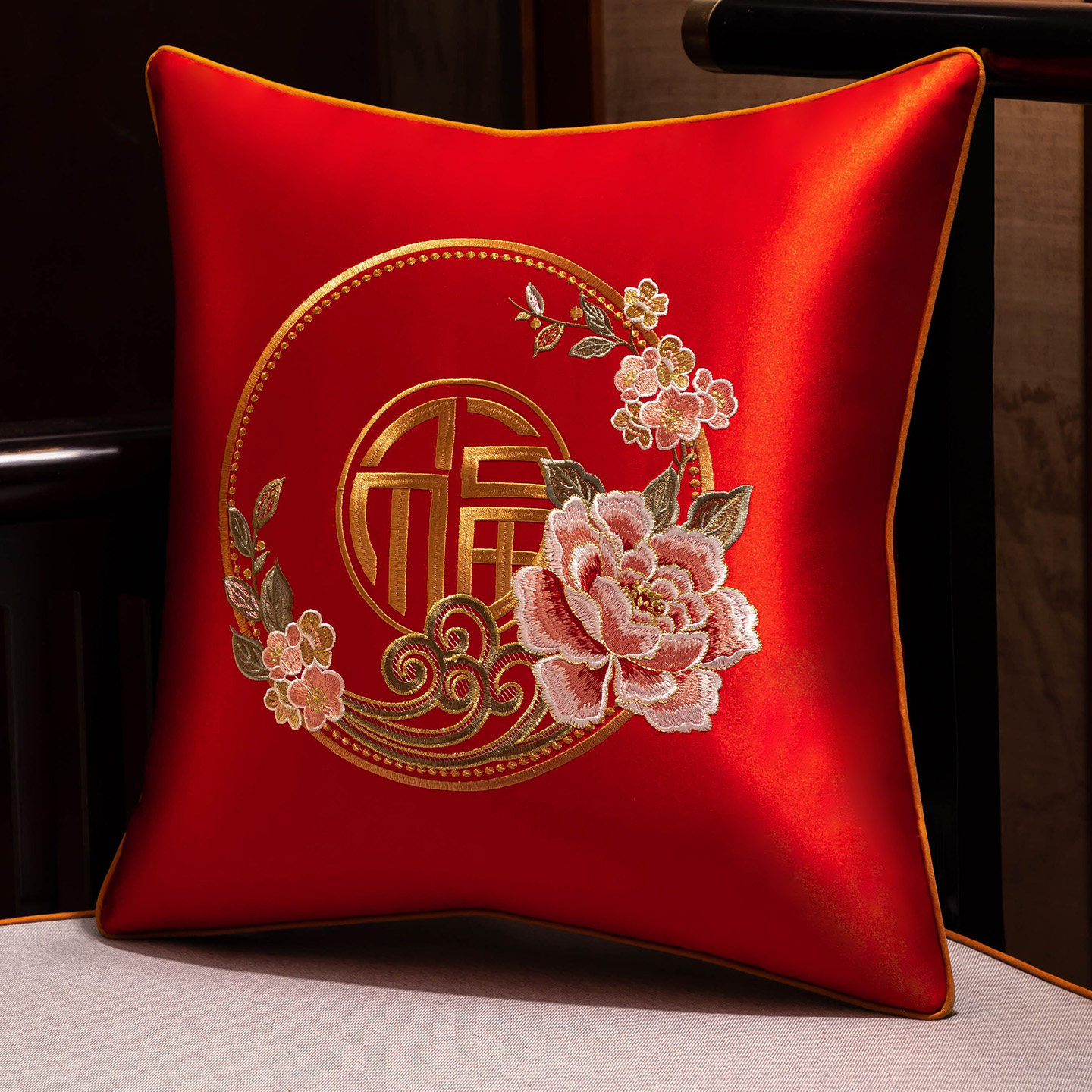 新中式抱枕靠垫中国风沙发客厅靠枕床头靠背垫不含芯大号腰枕靠垫