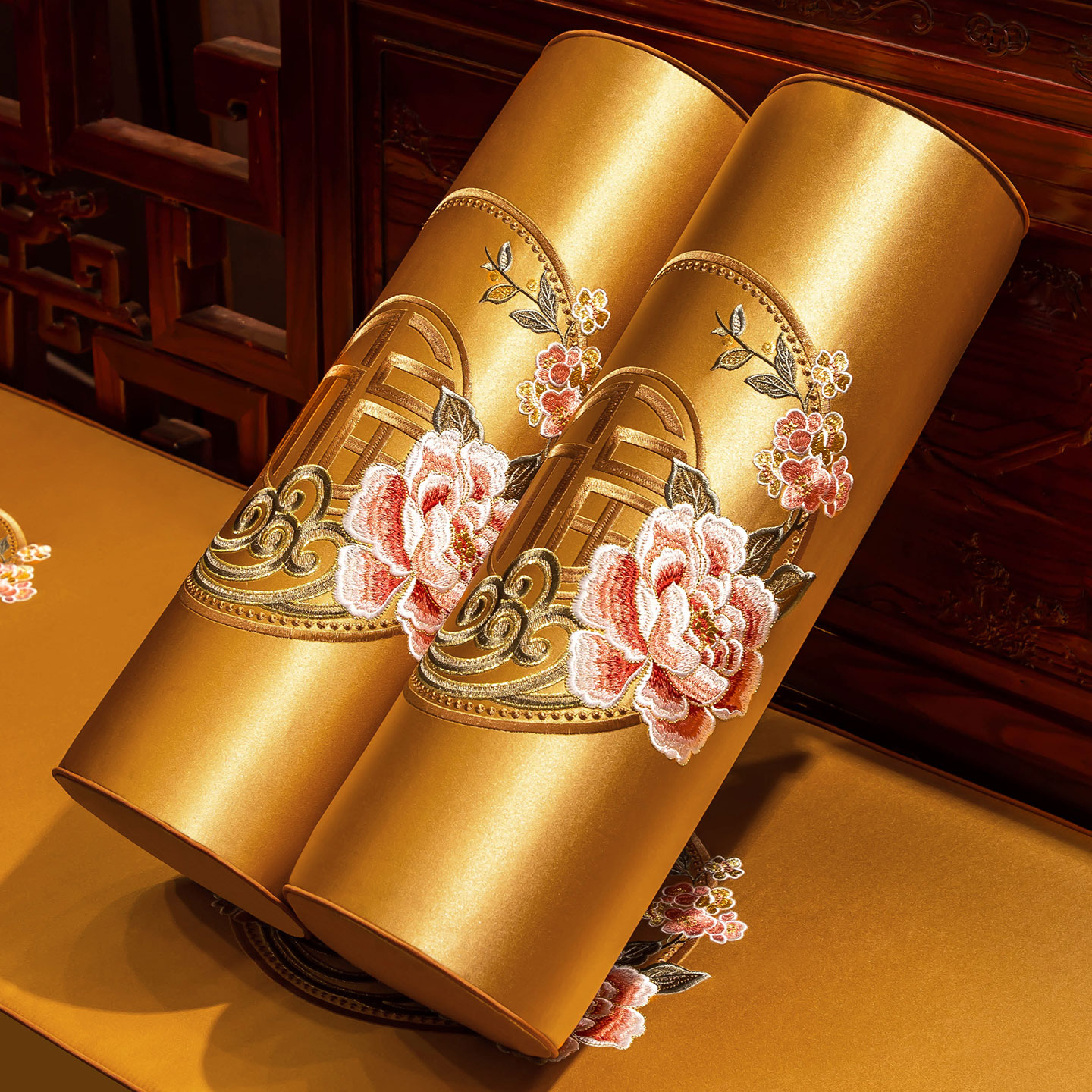 新中式红木沙发圆扶手枕