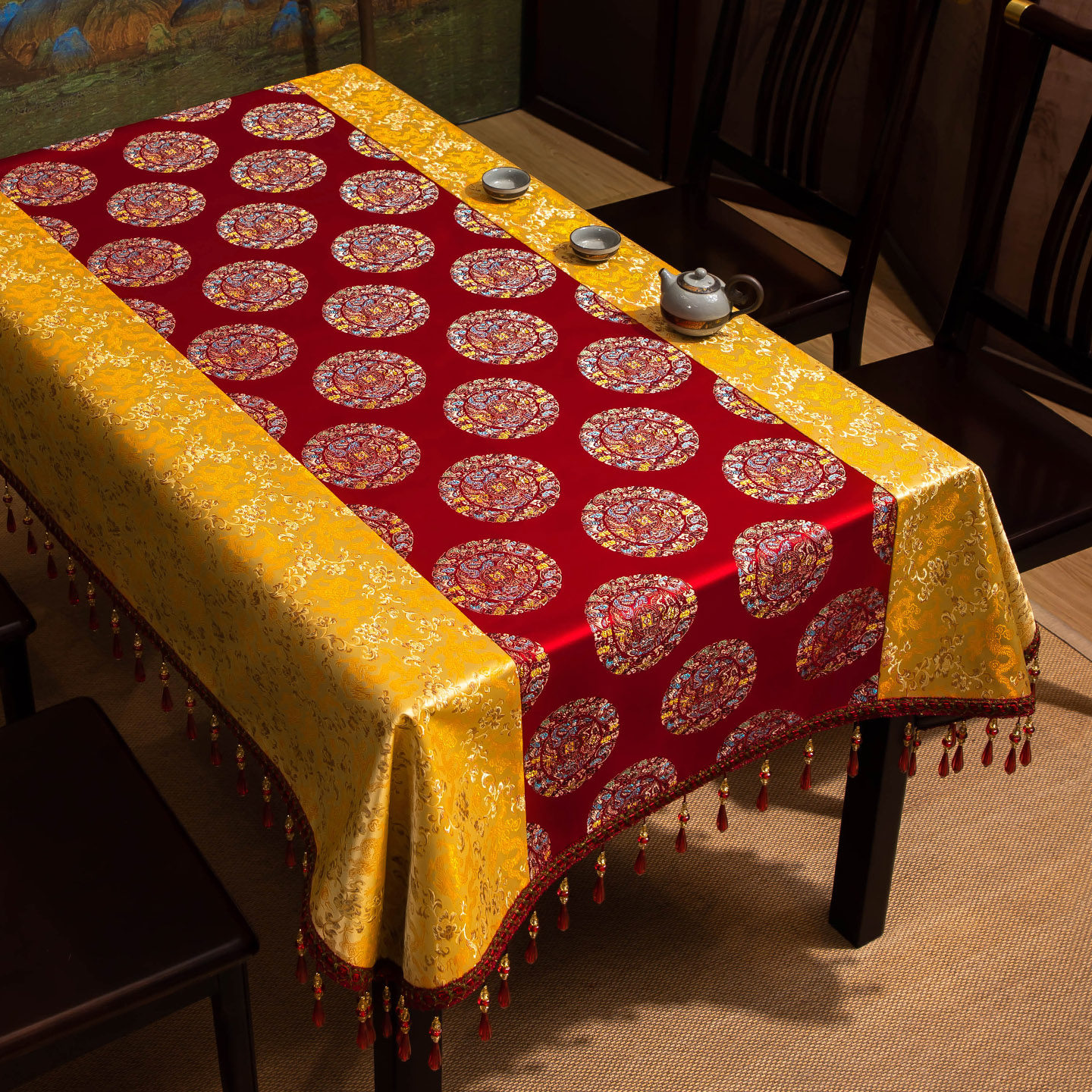八仙桌正方形餐桌布家用布艺新中式小方桌高级桌布轻奢桌面垫定制,居家布艺,桌布,淘宝优惠券,粉丝福利购,淘宝优惠卷