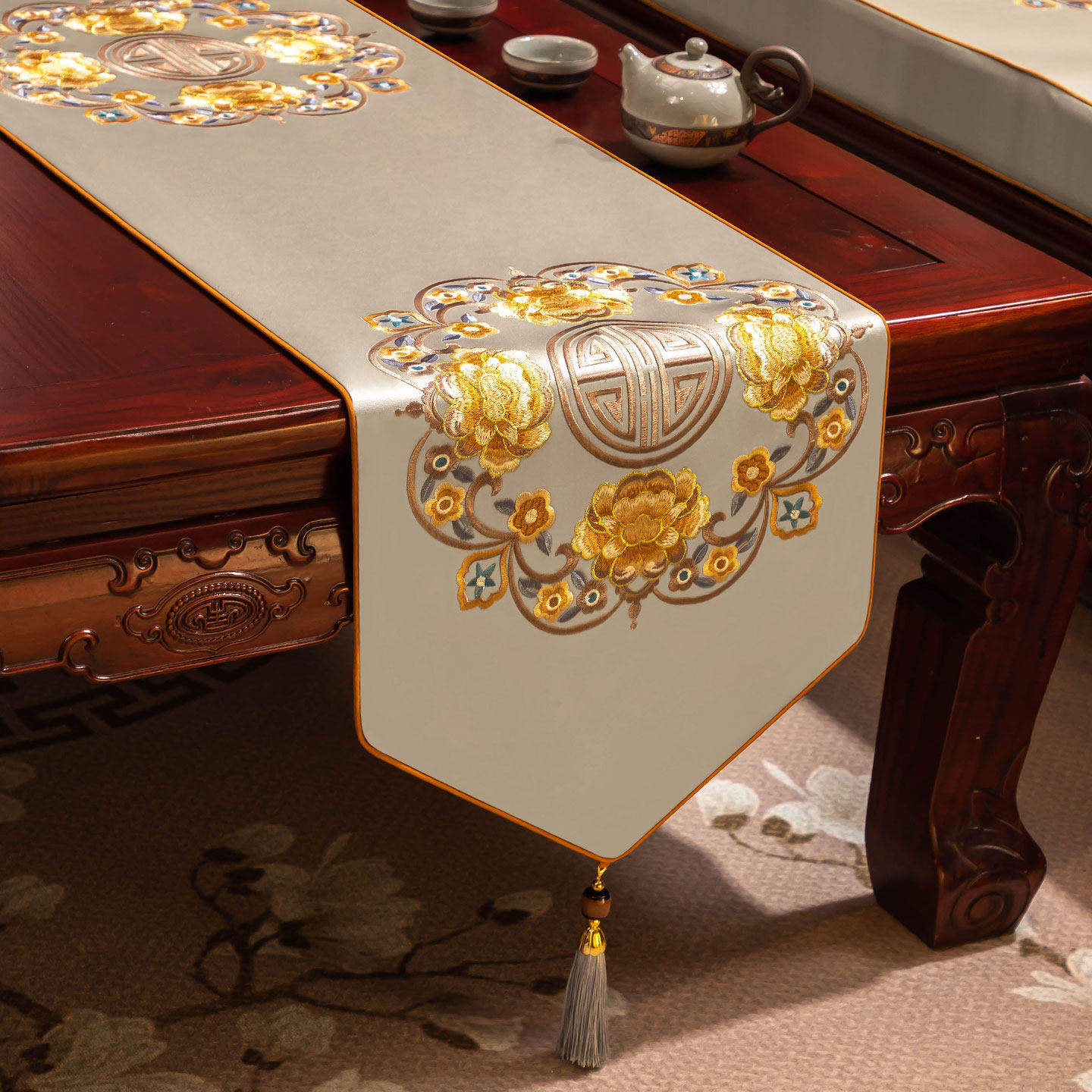 新中式轻奢茶席茶垫禅意桌旗长条防水干泡茶几垫茶台桌布高端茶旗,居家布艺,桌旗,淘宝优惠券,粉丝福利购,淘宝优惠卷