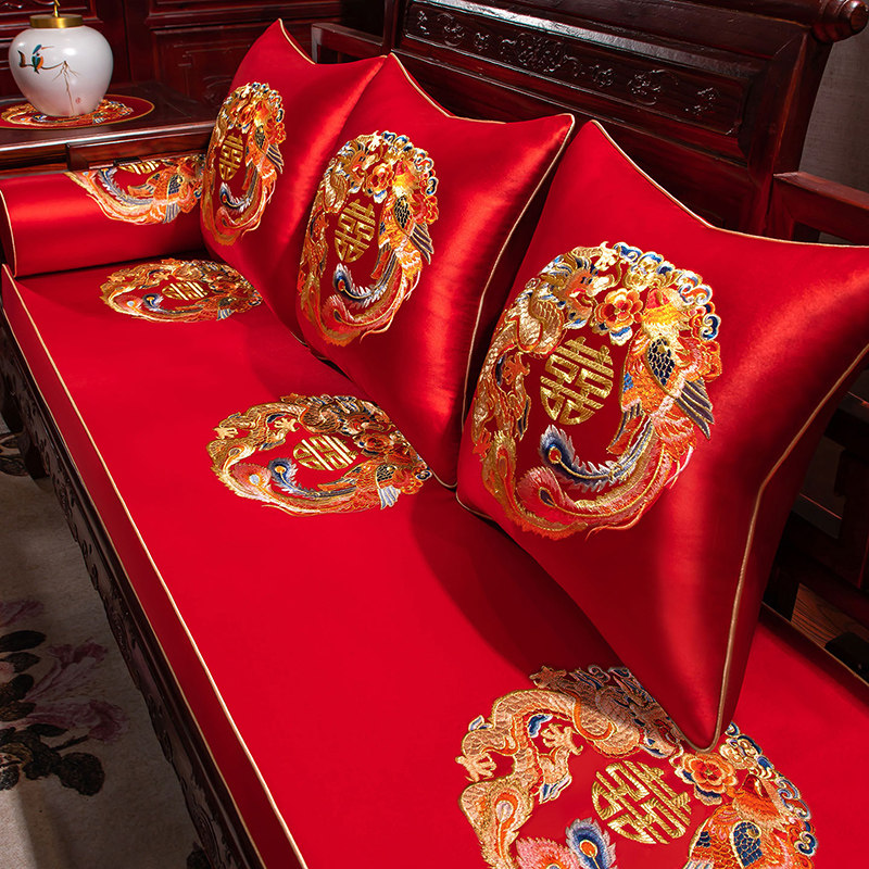 新中式红木沙发垫坐垫喜字垫子刺绣婚庆婚房座垫结婚红色防滑垫子,居家布艺,沙发垫,淘宝优惠券,粉丝福利购,淘宝优惠卷