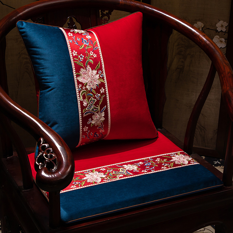 中式红木绒面椅垫加厚海绵垫