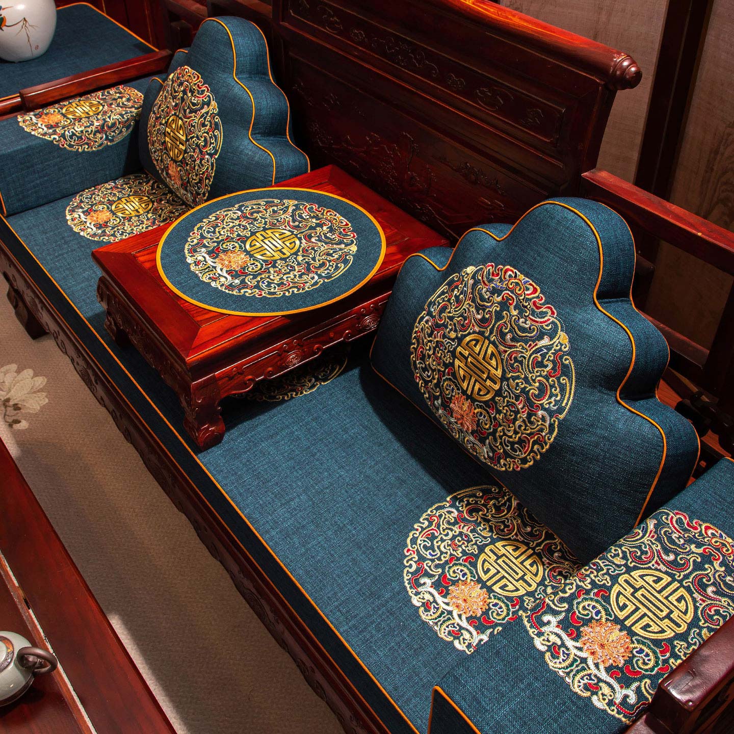 新中式红木沙发坐垫四季款