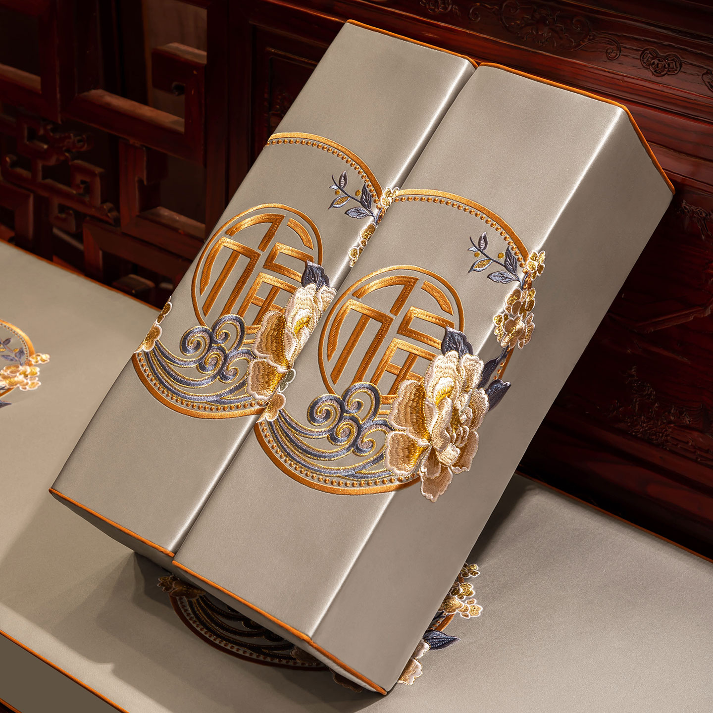 新中式红木沙发扶手枕长方形