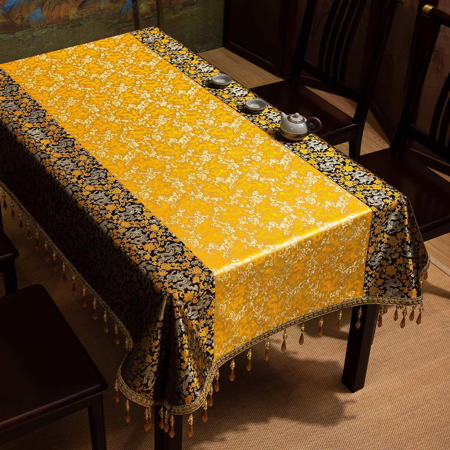 中国风桌布轻奢高级感新中式古典餐桌布布艺长方形会议茶几台布,居家布艺,桌旗,淘宝优惠券,粉丝福利购,淘宝优惠卷