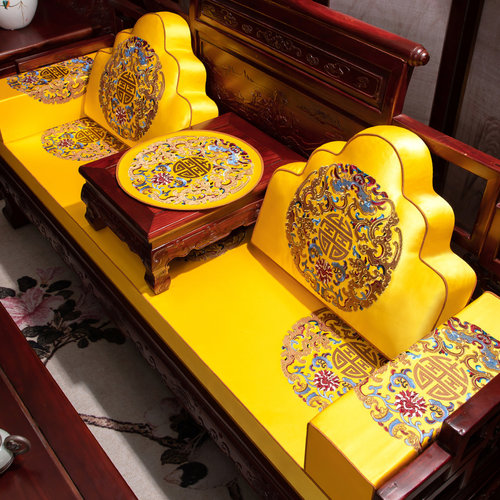 红木沙发坐垫中式罗汉床垫五件套