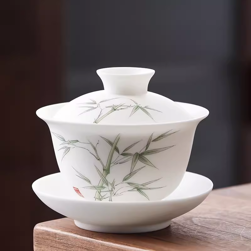 德化陶瓷羊脂玉白瓷盖碗茶杯单个三才泡茶碗带盖家用大号中式复古,餐饮具,盖碗,淘宝优惠券,粉丝福利购,淘宝优惠卷