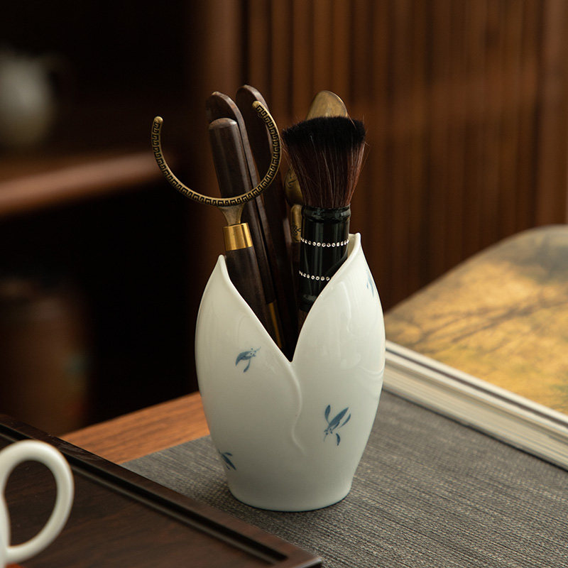 德化陶瓷【茶道桶】初放/纯手绘/亮光/薄釉下彩/淡青/六君子配件,餐饮具,茶道/零配,淘宝优惠券,粉丝福利购,淘宝优惠卷