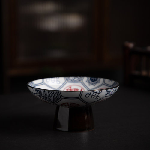 德化陶瓷仿古青花果盘