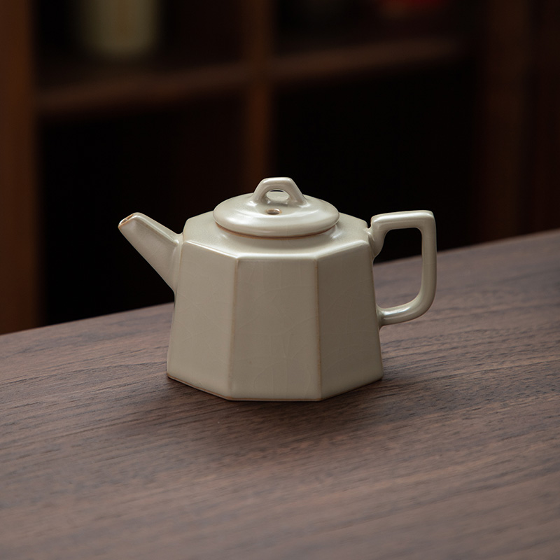 德化陶瓷米黄汝窑茶壶