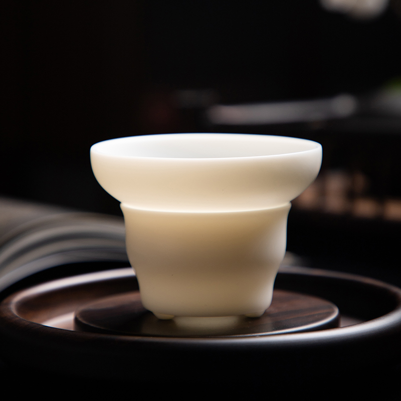 德化陶瓷全瓷茶漏纯白哑光