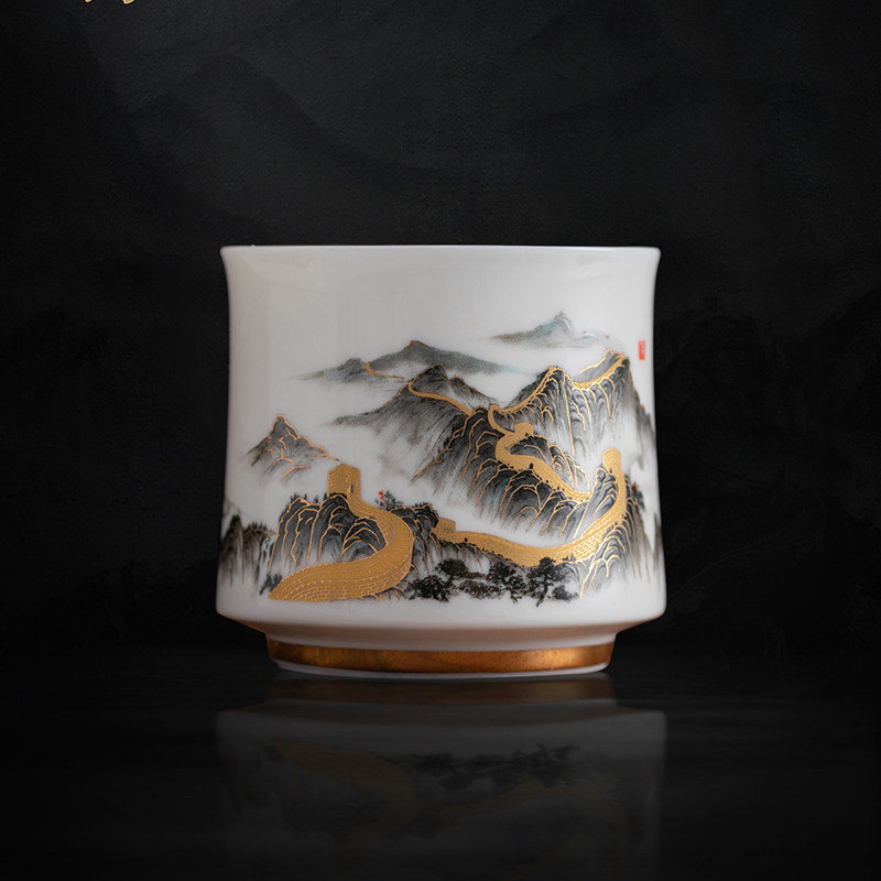 德化陶瓷江山永固茶杯主人杯单杯个人专用功夫茶盏杯子高档礼盒装