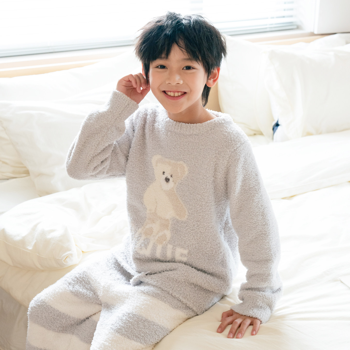 秋冬半边绒儿童睡衣珊瑚绒男孩女宝宝亲子家居服套装法兰绒加绒厚