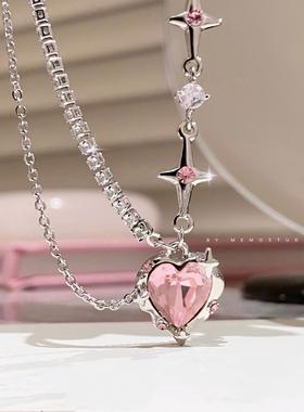 Y2K朋克创意微镶锆石ins爱心项链