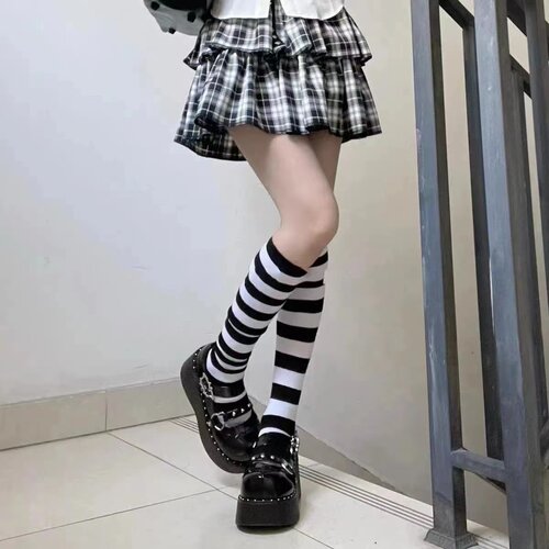 大腿袜子春秋女士条纹动漫欧美