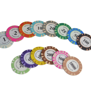 打麻将用皇冠小面额假币积分金属筹码棋牌室澳门水晶掼蛋玩牌码子