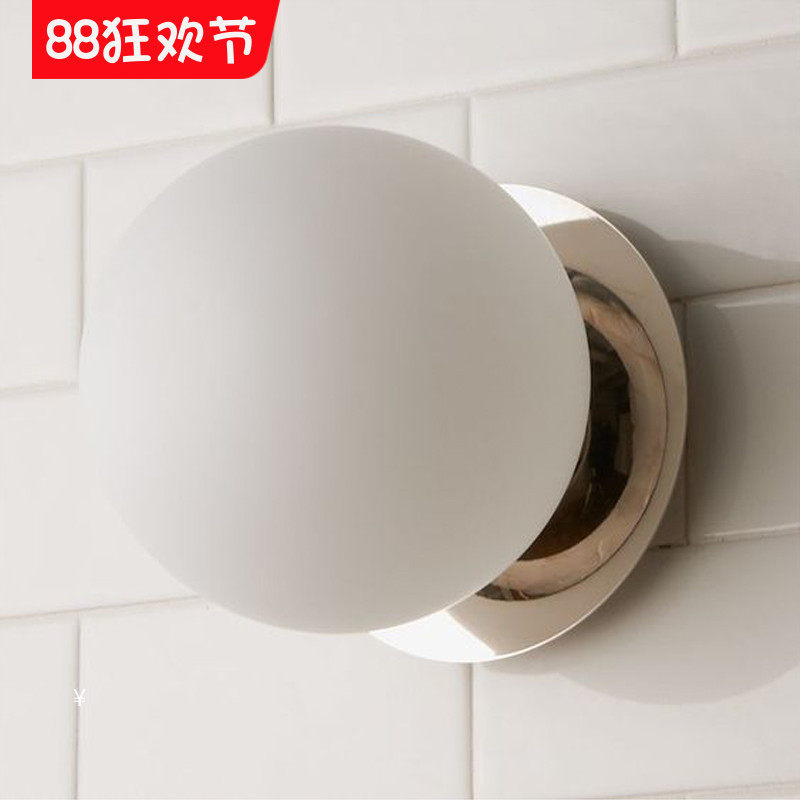 不锈钢壁灯复古圆球灯中古风简约银色浴室镜前灯创意卧室床头灯具