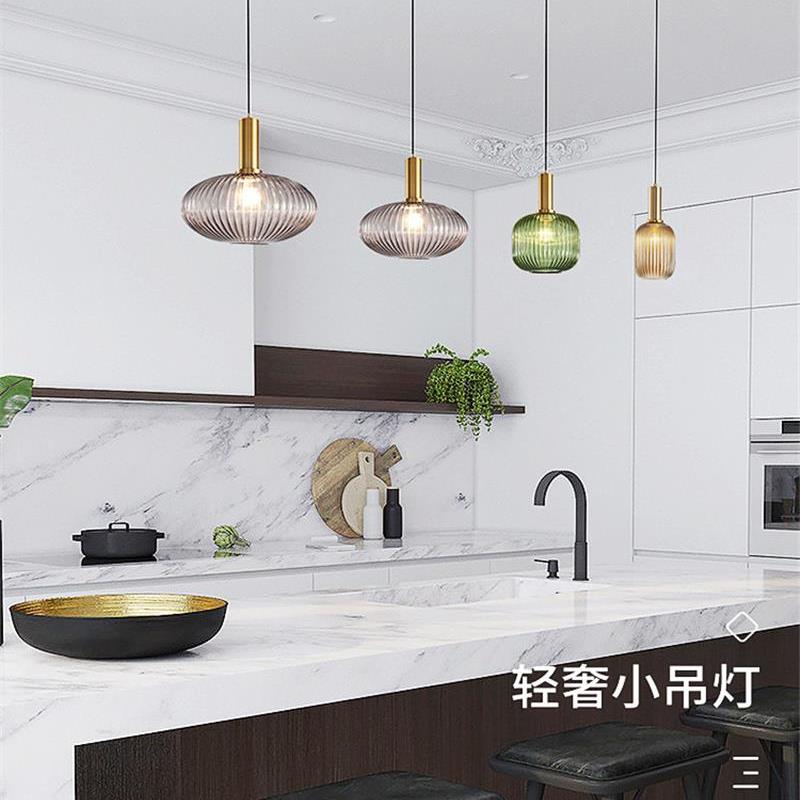 餐厅吊灯意式极简约现代饭店餐桌吧台卡座玻璃北欧卧室床头小吊灯