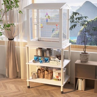 达洋鸟笼置物架优嗖鹦鹉笼底座增高移动多层托架落地实木支架耐用