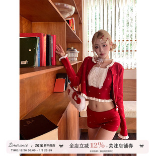 漫感嗲精 背心短裙套装 冬季 宝石红波点毛针织开衫 新款 甜梨呆呆