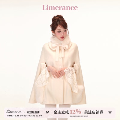 东京恋人 富贵千金风夹棉斗篷大衣可拆卸毛毛口袋秋冬毛毛围脖款